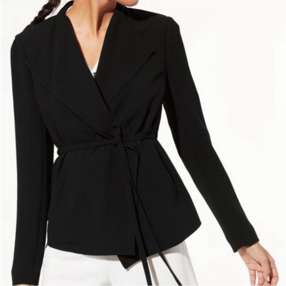 Aritzia Babaton Rickon Blazer Size Small Jacket Black Tie Waist Pockets